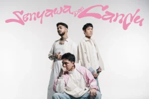 Foto personel grup musik Killing Me Inside Re:union, Onad (kiri), Raka (kanan), dan Sansan (tengah bawah), dalam poster peluncuran lagu "Senyawa dan Candu" yang diunggah di platform Instagram. (Foto: Akun Instagram @reunion_jkt)