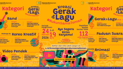 Kementerian Pendidikan Dasar dan Menengah (Kemendikdasmen) melalui Pusat Penguatan Karakter (Puspeka) menyelenggarakan Kompetisi Kreasi Gerak dan Lagu “Rukun Sama Teman”2026 sebagai bagian dari Gerakan Rukun Sama Teman. (Foto: Puspeka Kemendikdasmen)