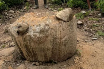 Megalit diduga berusia 1.000 tahun yang dirusak di Dongi-Dongi, Kabupaten Poso, Sulawesi Tengah, Kamis (5/3/2026). (Foto: Antara/Dok.Pribadi)