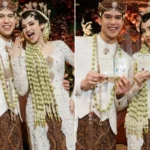 Pasangan selebriti El Rumi dan Syifa Hadju usai melaksanakan akad nikah di Jakarta pada Minggu (26/4). (Kolase tangkapan layar Instagram @syifahadju)