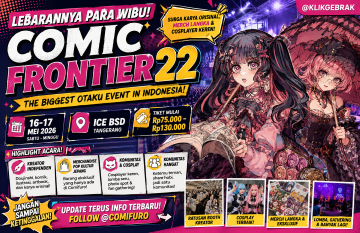 Comic Frontier 22 atau yang lebih dikenal dengan Comifuro resmi kembali digelar pada 16-17 Mei 2026 di Indonesia Convention Exhibition BSD City, Tangerang, Banten. (Foto: Gebrak.id/AI)